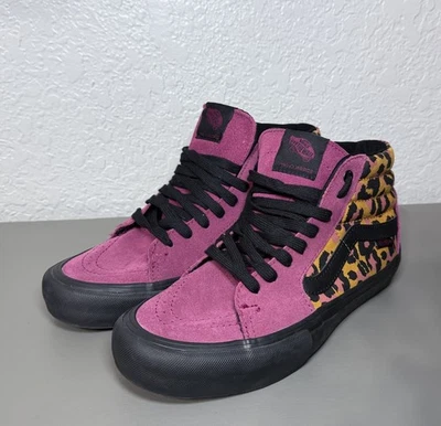 Vans SK8 Hi Dark Red Burgundy Animal Print Cheetah Leopard Mens Size 7.5 - Image 1 of 4