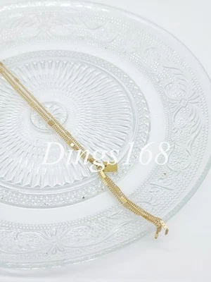 Brazalete de cadena con flecos de tres capas hipoalergénico de 6,5 pulgadas relleno de oro amarillo de 18 quilates Foto 1 de 4