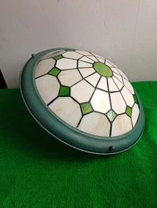 Accendino Tiffany Style Up Plafoniera Paralume Verde E Crema - Foto 1 di 10