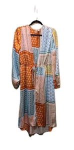 Cato Patchwork Floral Duster Lightweight Multicolor Md Boho Beach Cover Up - Picture 1 of 11