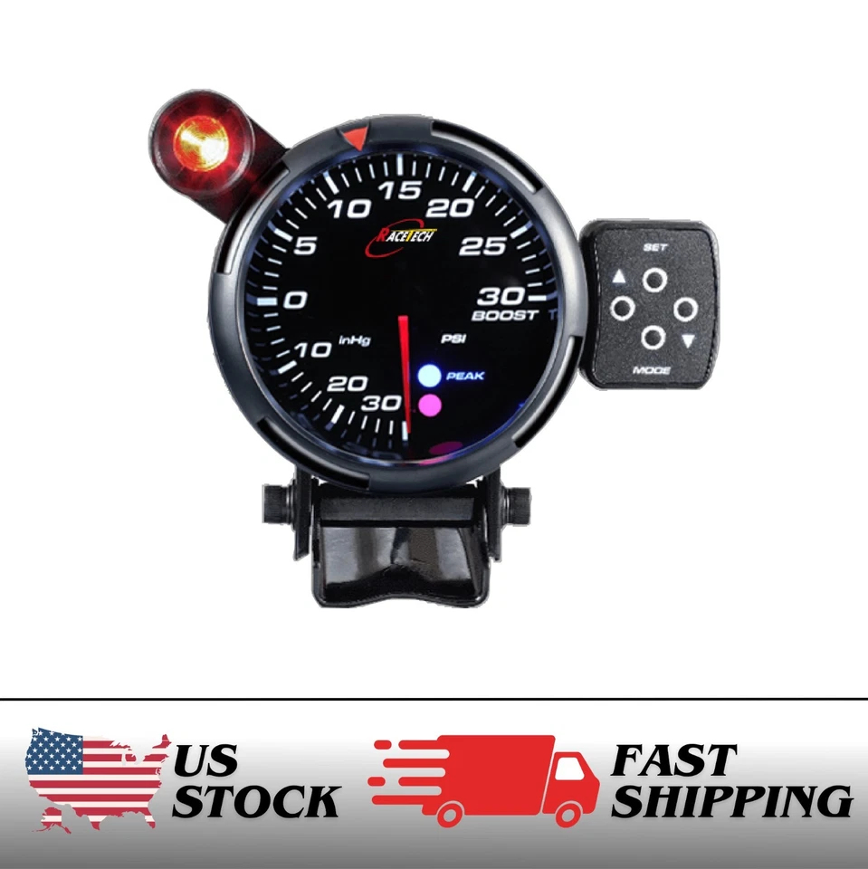 RACETECH Performance Electrical 80mm 3.15" Boost Gauge Warning Peak -30 ~ 30 PSI - Image 1 of 4