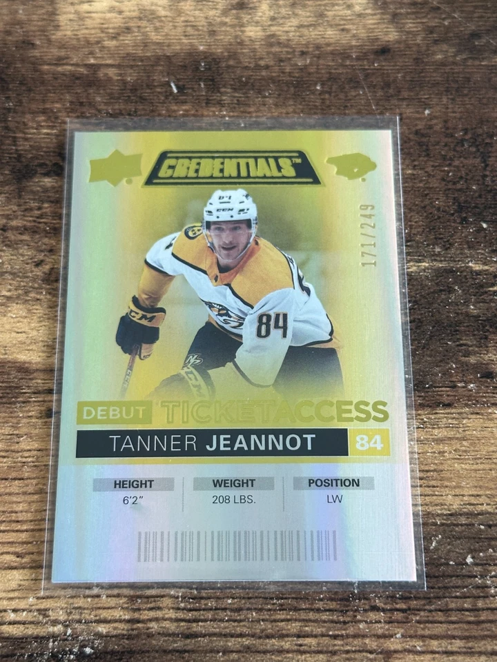 2021 Credentials Debut Ticket Access Yellow /249 Tanner Jeannot #118 Rookie RC - Image 1 of 1