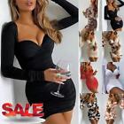 Womens Sexy V Neck Bodycon Ruffle Evening Cocktail Party Clubwear Mini Dress US