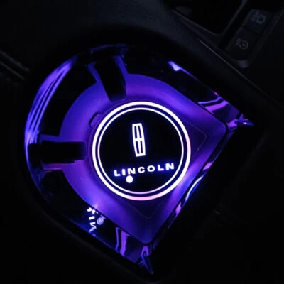 For Lincoln Colorful LED Car Cup Holder Pad Mat Interior Ambient Lights Kit 2PCS - Image 1 of 4