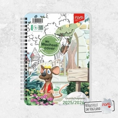 Schulplaner / Grundschulplaner Frieda und Otto A5 FLVG 2025/2026 Wechselcover
