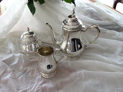 STERLING SILVER 3 PC TEA COFFEE SET  1420 grams - Image 1 of 4