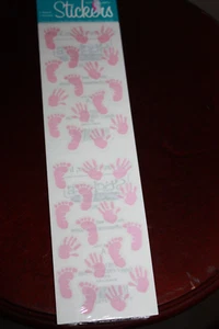 Frances Meyer Baby Hand & Foot Prints Pink Stickers~2 Sheets~BNIP - Picture 1 of 3