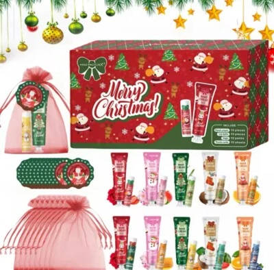 Christmas kit-10sets/box hand cream kit,lip balm set, withSantaCard&red gift bag