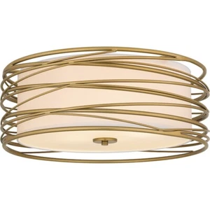 Quoizel Spiral 3 Light Semi-Flush Mount, Light Gold/Off White - SPL1720LG - Picture 1 of 1