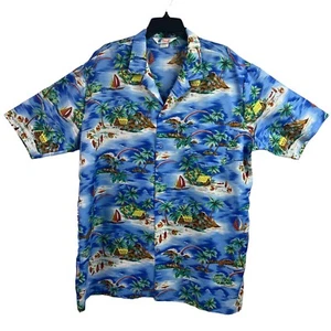 Islander Mens Hawaiian Shirt Vintage Polyester Palm Trees Beach Tropical 2XL - Picture 1 of 11