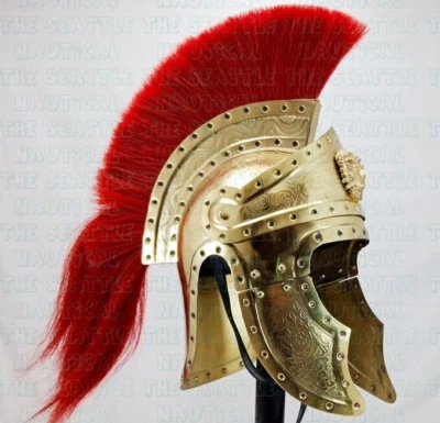 Casco Pretoriano de la Guardia Imperial Romana con Pluma Roja Hecho a Mano Casco Usable Foto 1 de 4