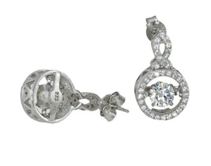 Sterling Silber Float Funkelnde Zirkonia Ohrhänger 17,7 mm Tropfen - Bild 1 von 2