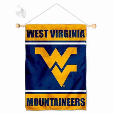 WVU Mountaineers Mini Window Banner Hanging with Suction Cup - Image 1 of 4