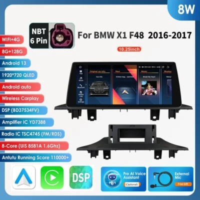 For BMW X1 F48 2016-2017 NBT Car GPS Navi10.25'' Radio Multimedia CarPlay 8+128G - Image 1 of 4