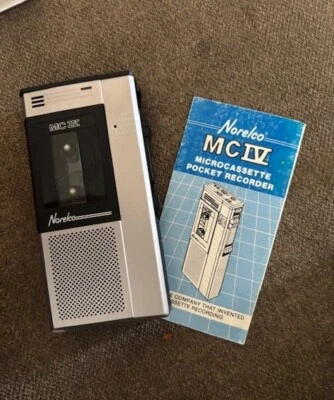 Grabadora de bolsillo Norelco MCIV años 80 con instrucciones y estuche original Foto 1 de 4