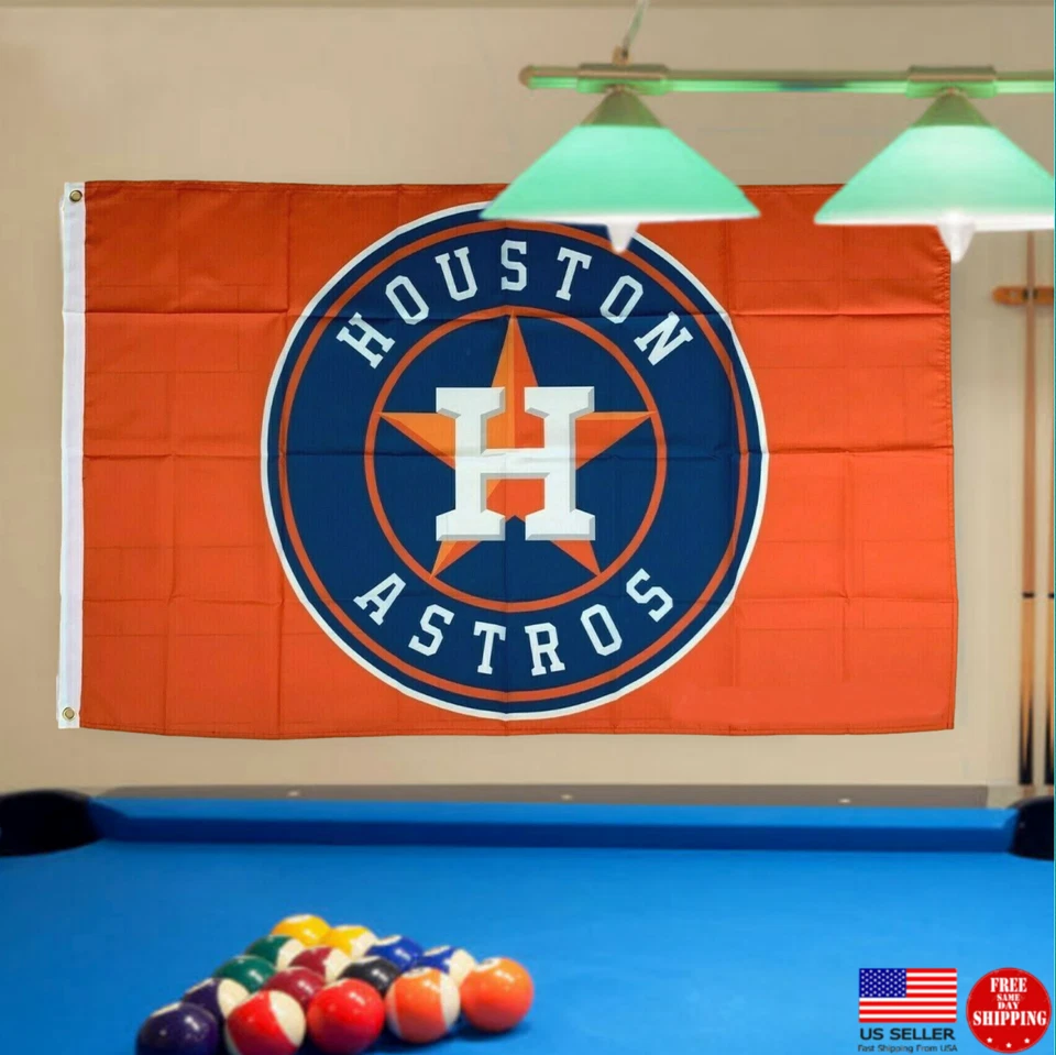 HOUSTON ASTROS FLAG 3'X5' BANNER 3X5 NEW MAN CAVE FLAGS TAILGATING GARAGE  - Image 1 of 4