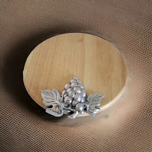 12” Round Winsome Wood Beechwood & Pewter Cheese Board – Vintage Style - Picture 1 of 9