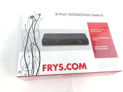 Fry's 8-Port Gigabit Ethernet Switch 1000 Mbps Auto-MDI-X 802.3 FR-8PTGSW NEW - Image 1 of 4