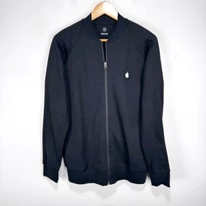 Apple Store Employee Bomber Jacket Men Medium Black Full Zip Cotton Blend - Picture 1 of 9