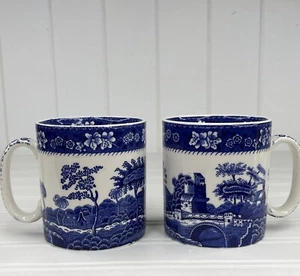 Lote de 2 tazas Spode England torre azul 3 3/8” de alto 3” de diámetro loza té café - Imagen 1 de 19