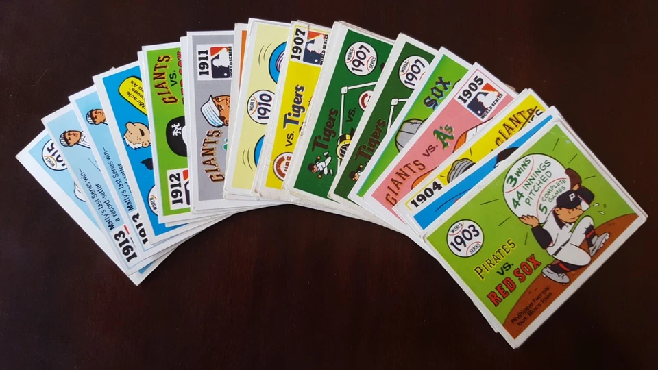 1970 1971 Fleer World Series baseball cards, complete your set, Blue Black Back - Image 1 of 1