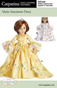 Vestido María Antonieta patrón estampado para muñecas americanas de 18" niña y carpátina - Imagen 1 de 4
