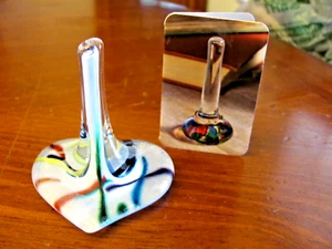 HENRIETTA ART BLOWN GLASS HEART SHAPED MULTI-COLORED RING HOLDER NEWSA - Picture 1 of 6