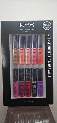 NYX Intense Butter Lip Gloss Vault 10 x Poids Net Wt. 0.27 fl.oz./8ml - Image 1 of 2