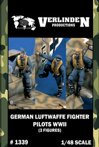 1/48 Seconda Guerra Mondiale Piloti Da Combattenti Tedeschi Luftwaffe (3 Figure/Set in Resina) VERLINDEN #1339 - Foto 1 di 2