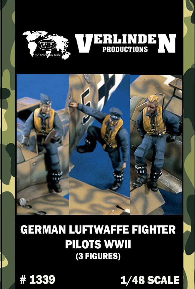 1/48 WWII German Luftwaffe Fighter Pilots (3 Resin Figures/Set) VERLINDEN #1339 - Image 1 of 2