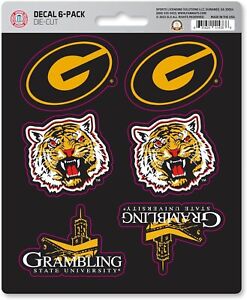 Grambling State University Tigers 6-Piece Decal Sticker Set, 5x6 Inch Sheet,...