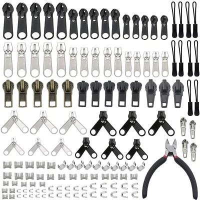 143 PCS Zipper Repair Kit Zipper with Install Plier for Bags Jackets Tents Ba... - Image 1 of 4