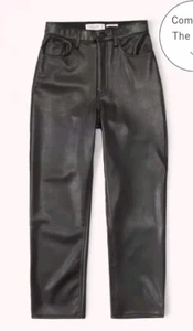 Abercrombie & Fitch Vegan Leather Ankle Straight Pants Ultra High Rise Size 30 S - Picture 1 of 8