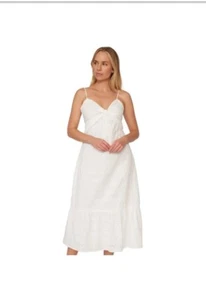 Flag & Anthem Damen Galatia Twist Front Ösen Midikleid, weiß Large - Bild 1 von 14