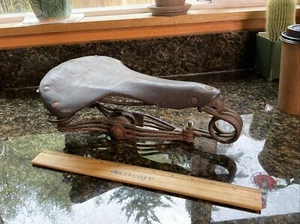 Antique 1900’s Motorcycle Seat Springer Vintage Leather Bicycle - Picture 1 of 16