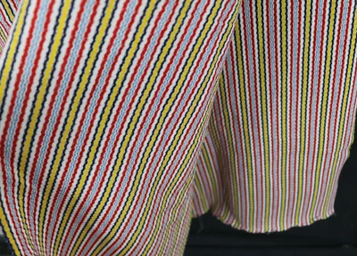 VTG Retro Fabric Material Knit Woven Red Blue Yellow Stripes 1970s Striped Funky - Image 1 of 4