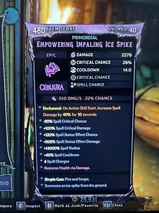 PS/XBOX/PC Tiny Tina's Wonderlands DARK MAGIC Impaling Ice Spike PRIMORDIAL - Bild 1 von 1