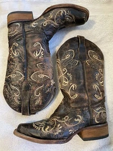 Circle G L5079 Womens Dragonfly Embroidered Cowgirl Western Boots Sz 8 M Nice - Picture 1 of 11