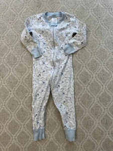 Hanna Andersson Farm Animal Theme Zipper Pajamas Blue And White70 cm 6-12 months - Picture 1 of 4