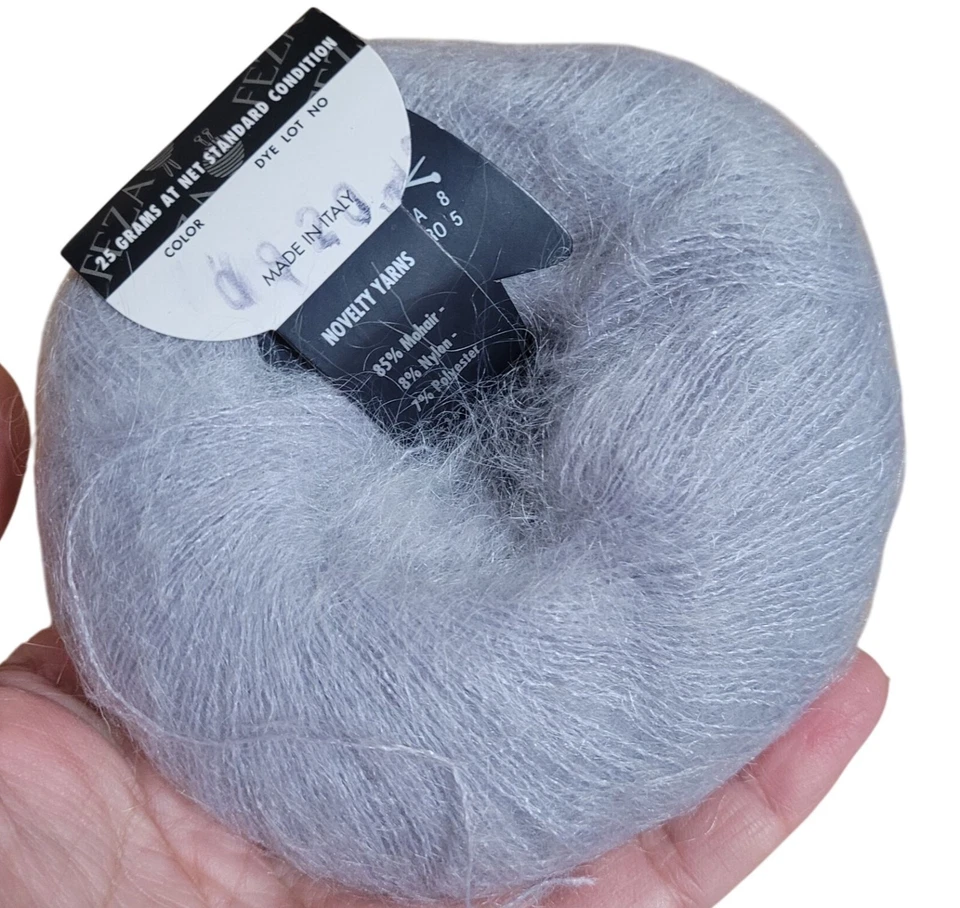 Feza Kid Mohair Yarn Color 0920 Grey Made in Italy Lot of 10 2750 yards Total - Image 1 of 4