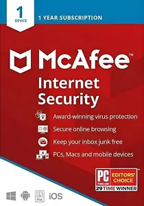 McAfee Internet Security 2025 1 Device 1 Year - Picture 1 of 1