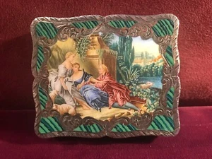 Vintage 800 Italian Silver and Enamel Compact - Picture 1 of 9