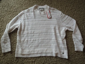 New Balance Sheer Studio Sweater Relaxed Women's Pullover Linen Blend White, XL - Foto 1 di 8