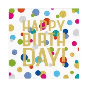 Entertaining with Confetti Happy Birthday Cocktail Napkins Box of 40 - Picture 1 of 1