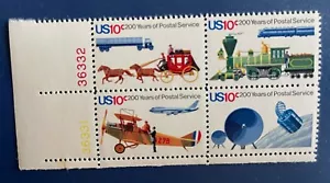 US 200 Years of Postal Service 10c Stamp Plate Block of 4 Scott #1572-1575 - Picture 1 of 1