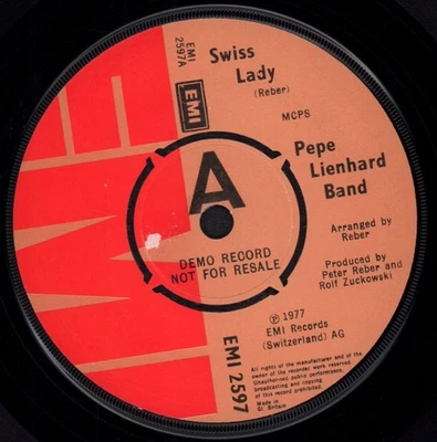 Pepe Leinhard Band Swiss Lady 7" vinyl UK Emi 1977 Demo / has small tear on - Image 1 of 2