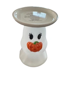 Bath and Body Works Ghost Jack O Lantern Light Up Pedestal 3 Wick Candle Holder - Picture 1 of 2