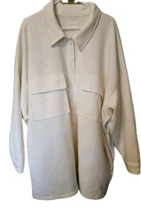 Women's Plus Size Stylus 3x Snap Up Shacket Ivory NWT - Picture 1 of 9