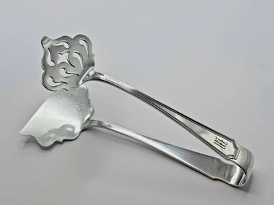 Pinzas para sándwich de plata esterlina Durgin Fairfax RARAS con monograma marca temprana 5,75" Foto 1 de 4
