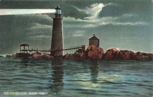 AK Boston Light Boston Hafen bei Mondschein Gräber Licht W337 - Bild 1 von 2